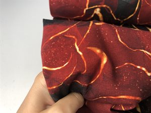 Bomuldsjersey - skøn bordeaux og guld detaljer